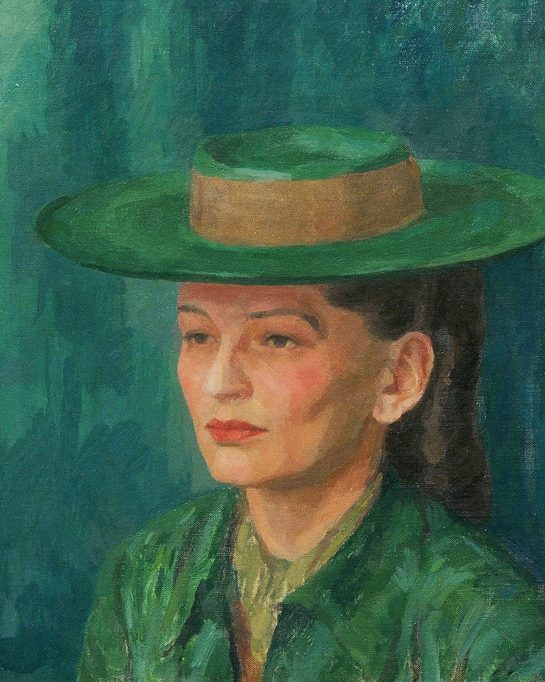 Woman in Green Hat